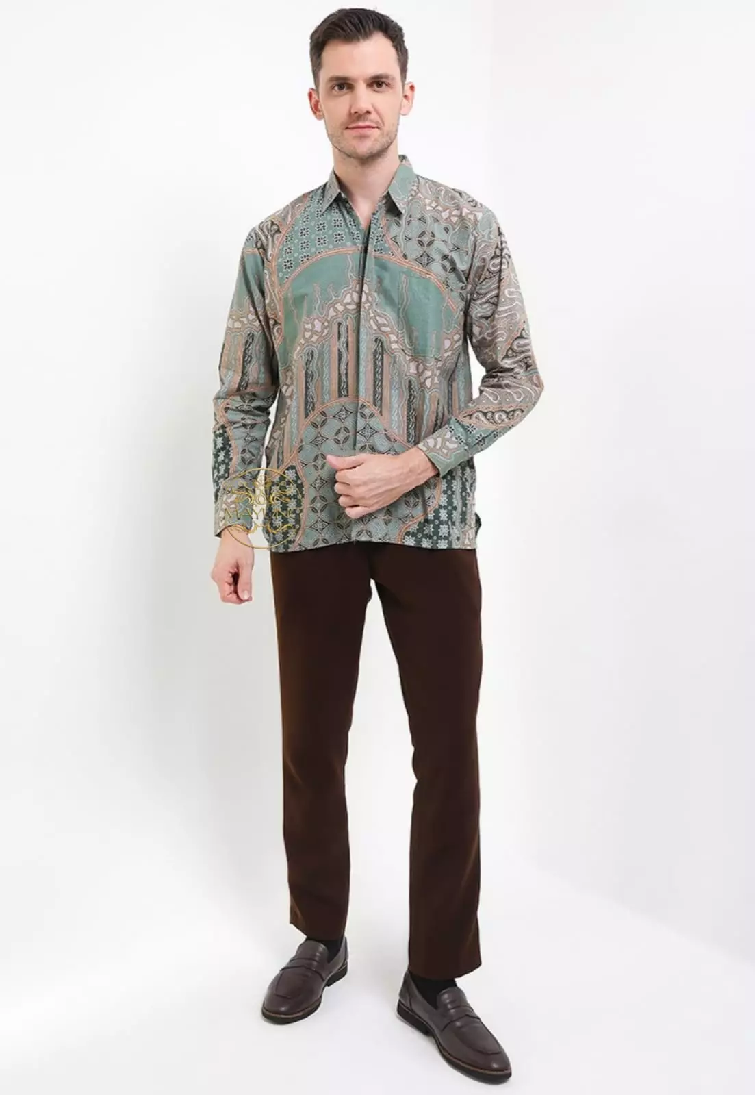 Vlorin Sage  Kemeja Batik Pria Premium Lengan Panjang NLN
