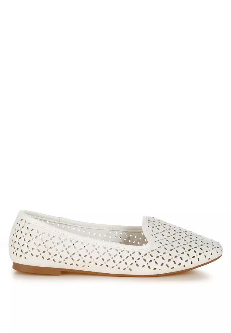 Discount on London Rag  shoes - SKU: Perforated Ballerinas in White