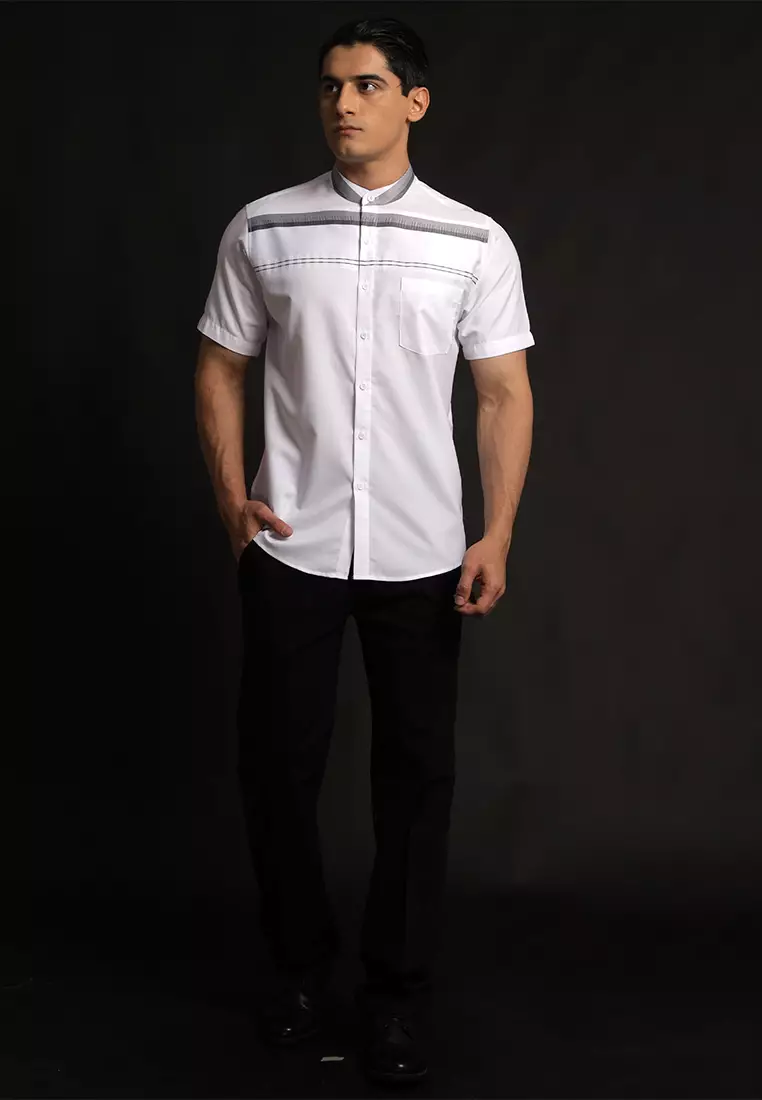 Casella Baju Koko Pria Lengan Pendek Exclusive Premium Harun 4034 White