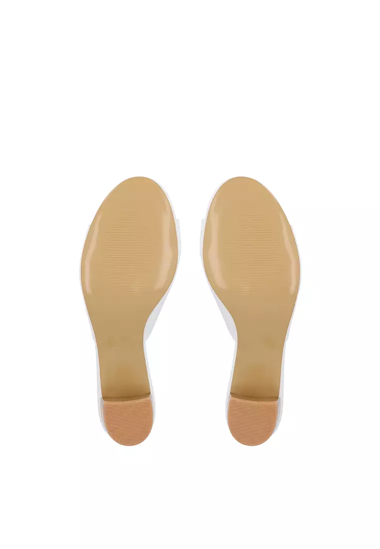 White CR Mirel Textured Block Heels