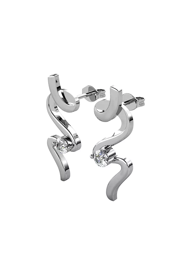 Spiral Earrings WG - Anting Crystal Swarovski by Her Jewellery