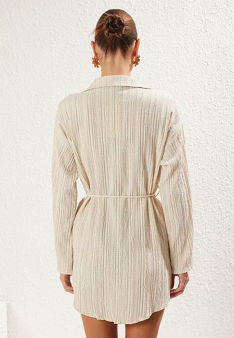Woven Tassel Flamed Beach Mini Dress