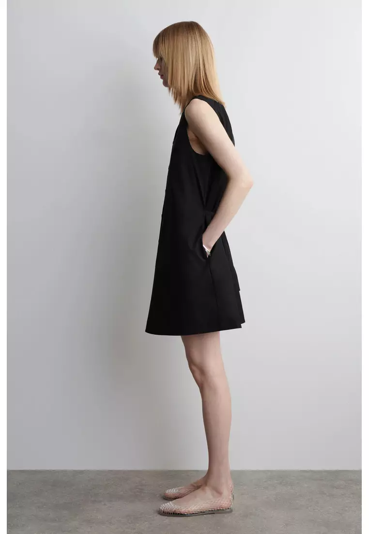 BUTTONED PIMA COTTON MINI DRESS