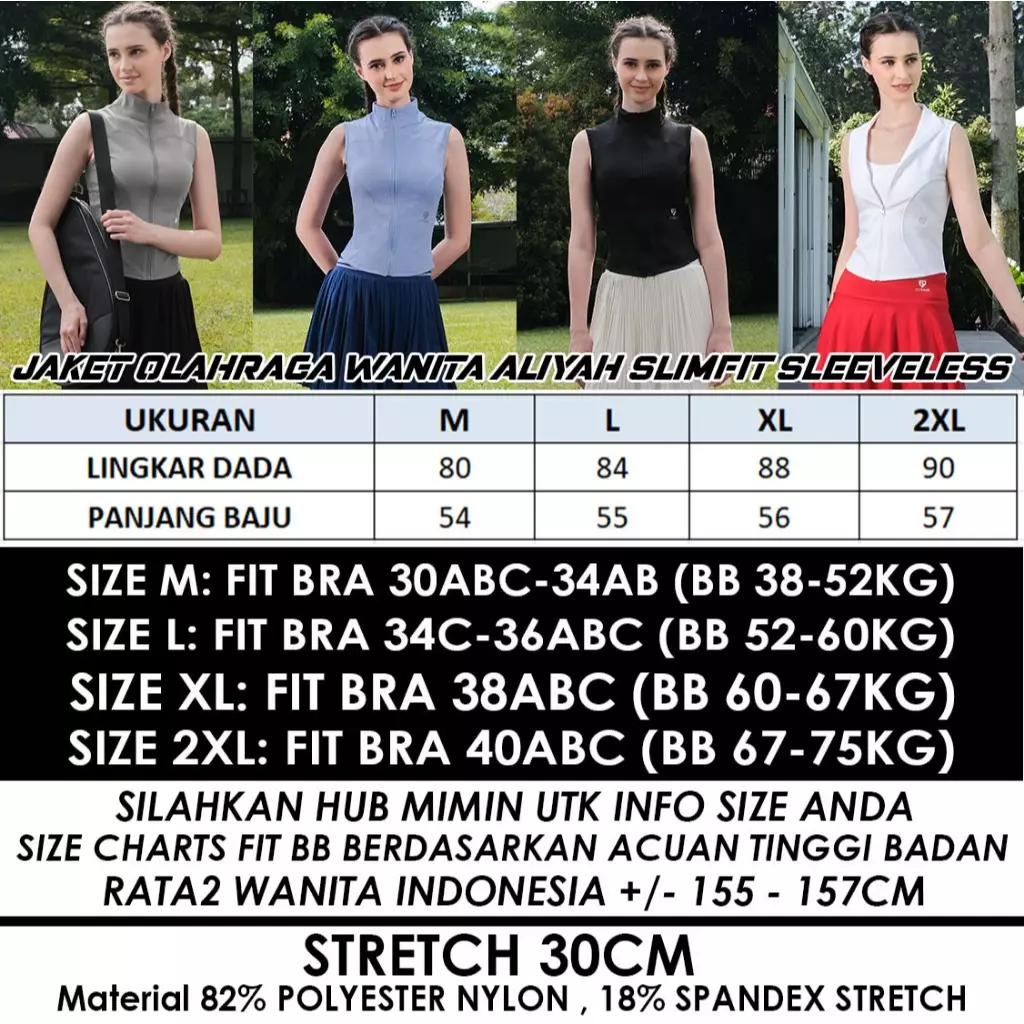 Fitwear Jaket Olahraga Padel Tenis Wanita ALIYAH SLIMFIT SLEEVELESS - GRAY