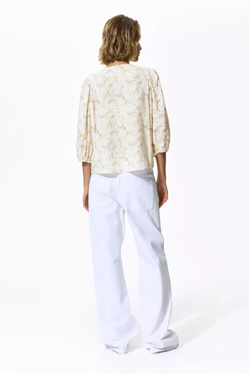 Linen-blend blouse
