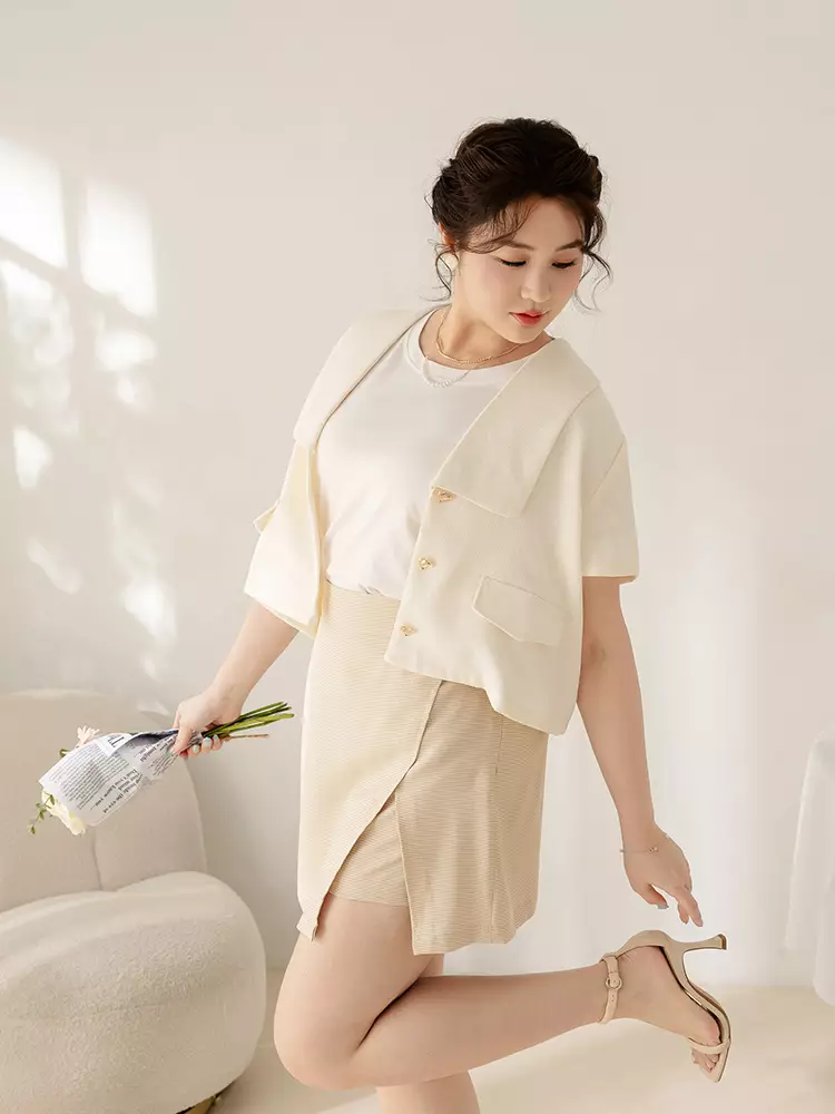 Plaid slit A-line skort [BA7514]