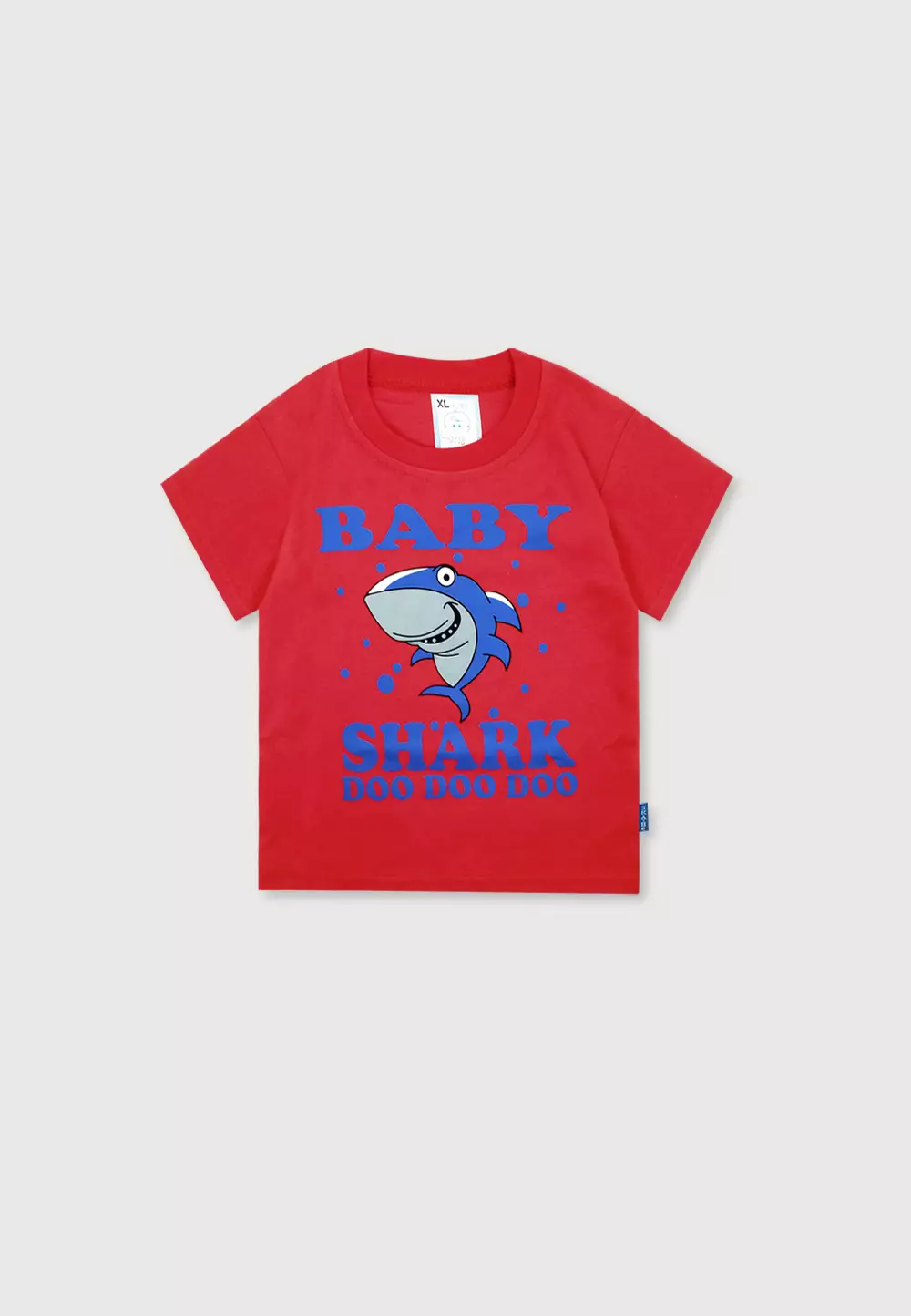 Wakakids Setelan Bayi Laki Laki Usia 12 Bulan Hingga 18 Bulan Baju Oblong Lengan Pendek Celana Jeans Motif Baby Shark 3178 Merah