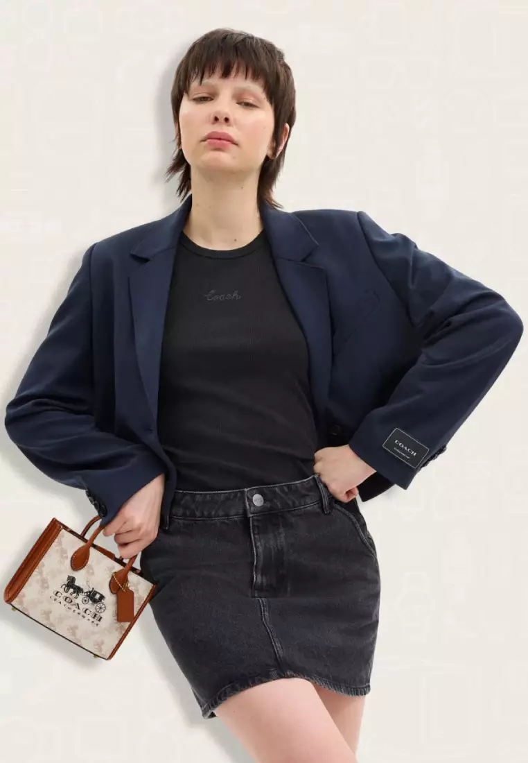 Coach Ace Tote Bag 17 With Horse And Carriage Print