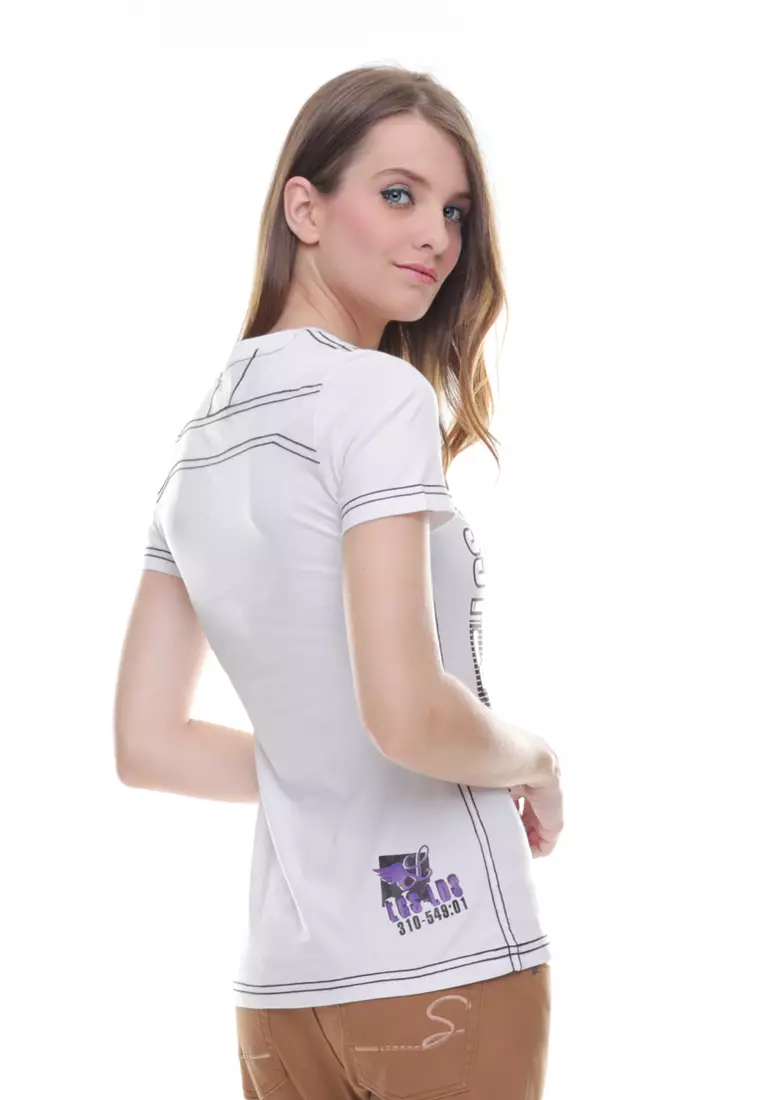 LGS - Regular Fit - Kaos Wanita - Motif Sablon - LDS - Putih