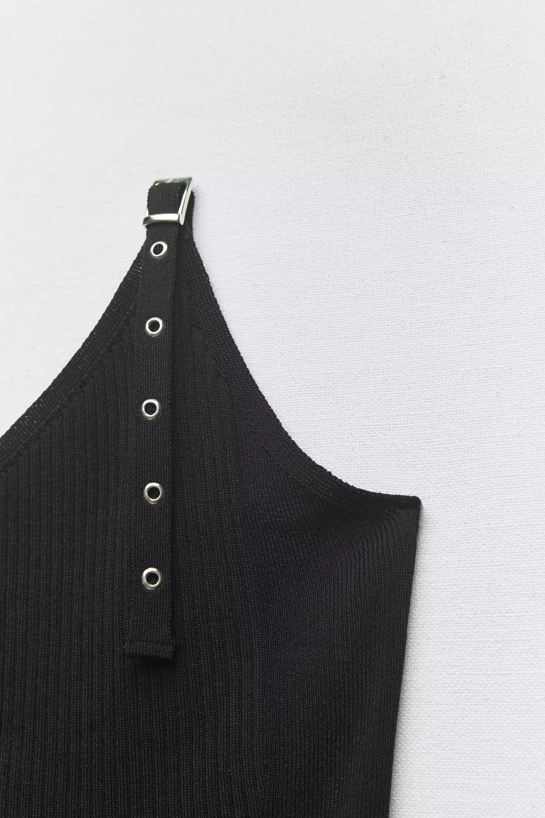 Asymmetric Knit Mini Dress With Buckle