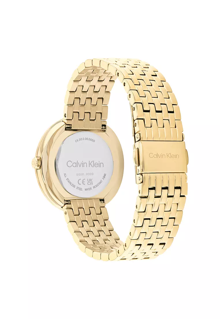 Women's Ionic Thin Gold Plated Steel Bracelet and White Mother of Pearl Dial Quartz Basic Slim Watch - CK25200321