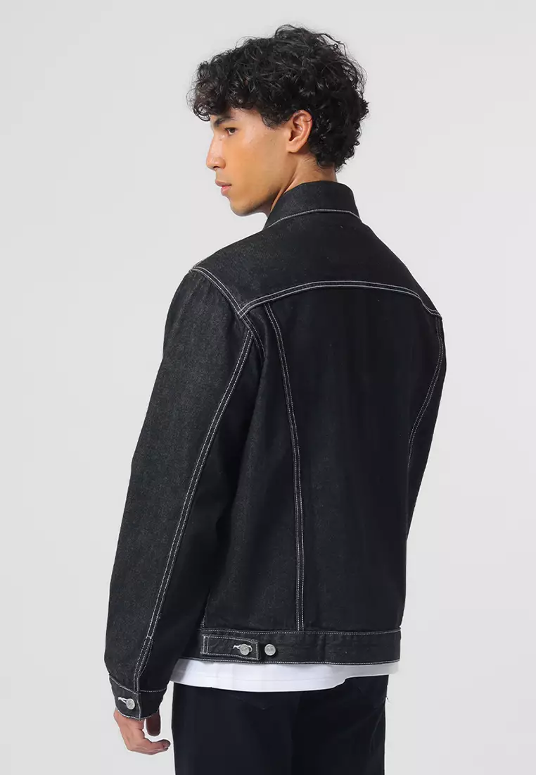 Jacket Denim Trucker Relaxed Fit Black Rinsed