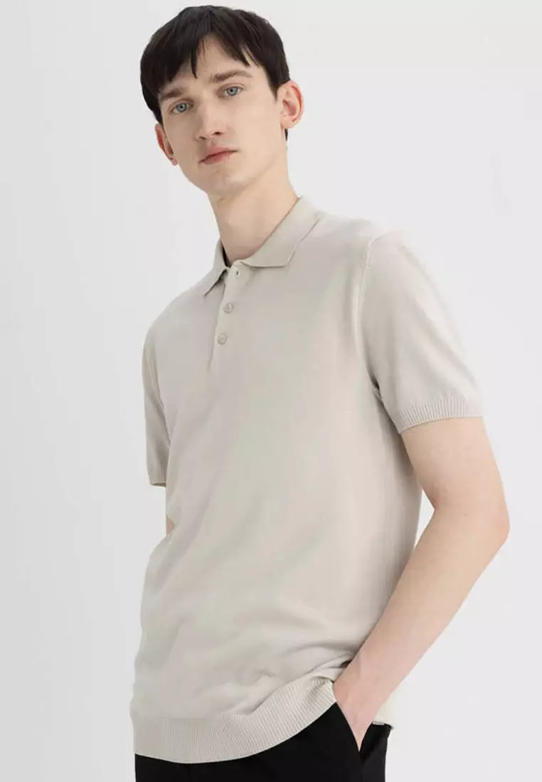 Buy DeFacto Slim Fit Slim Cut Short Sleeve Basic Plain Knitwear