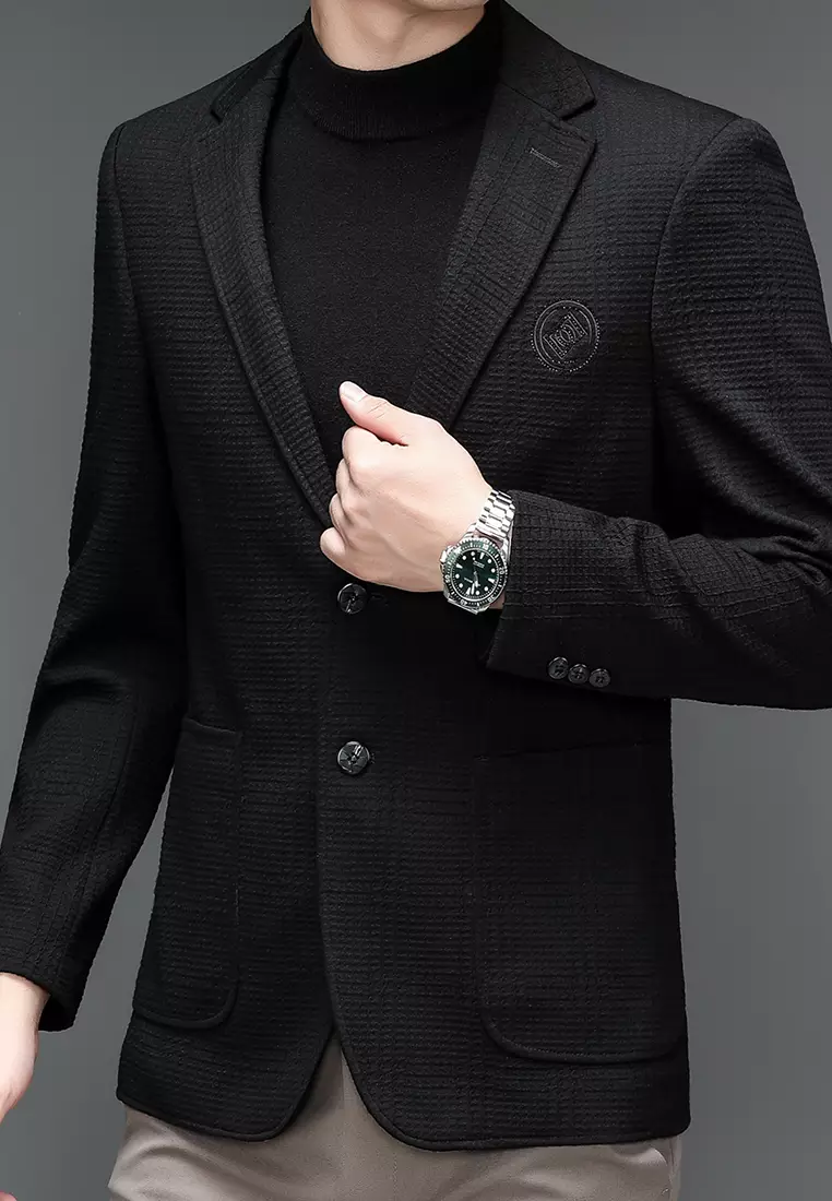 Embroidery Striped Wool Blazer 5836