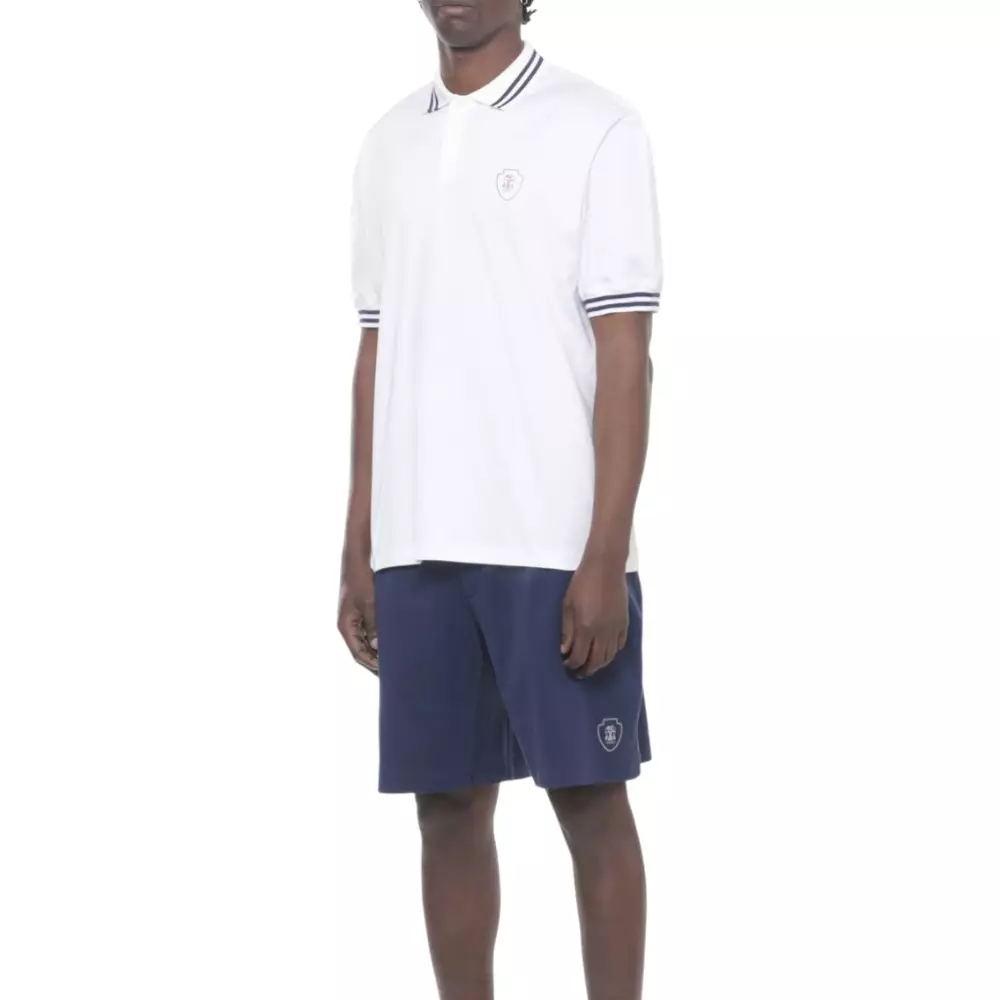 Coat Of Arms with Solomeo Logo Cotton Polo Shirt White