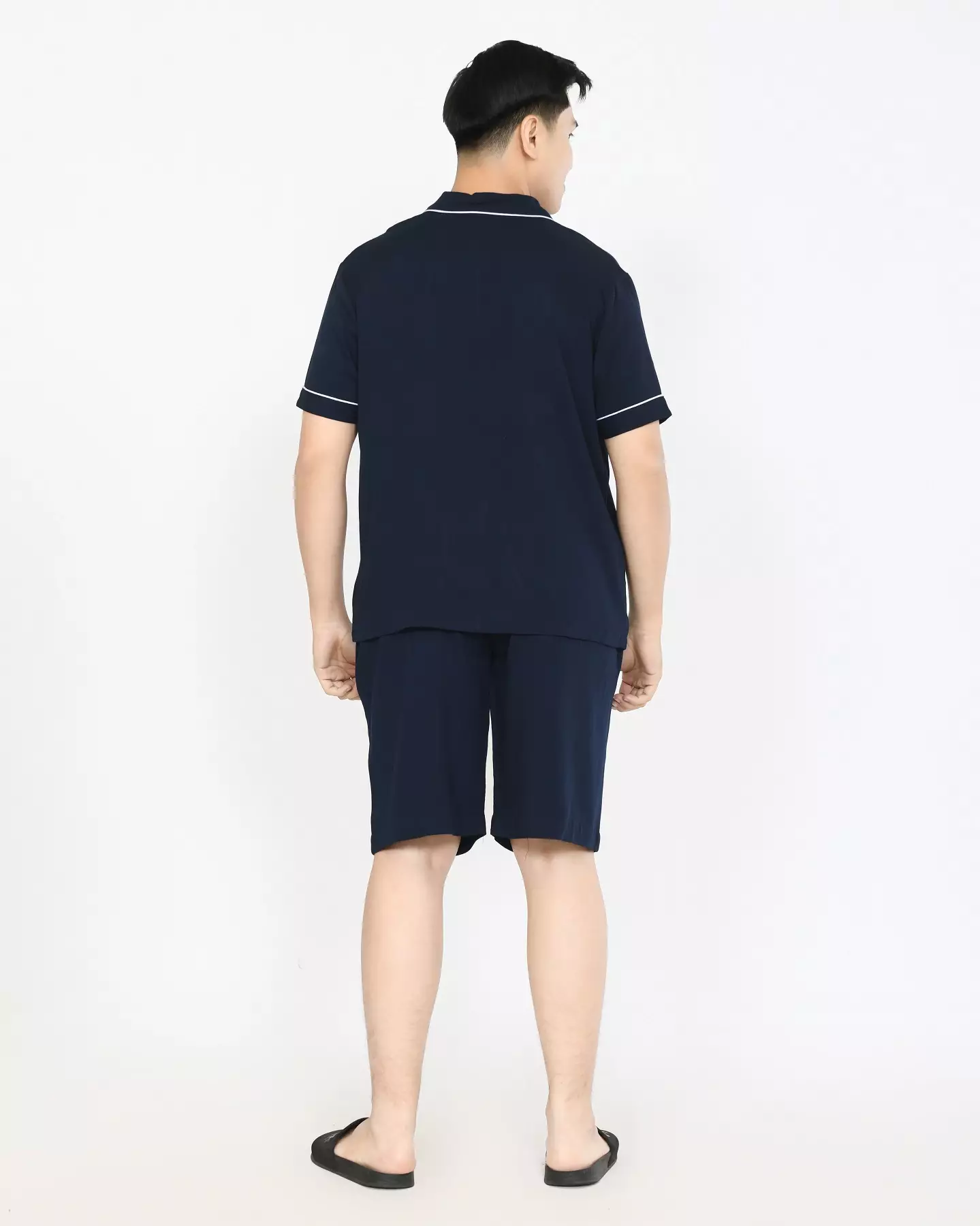 BUNDLING 2 PCS Piyama Couple Basic - NAVY Baju Tidur Pendek Katun Size L-XXL