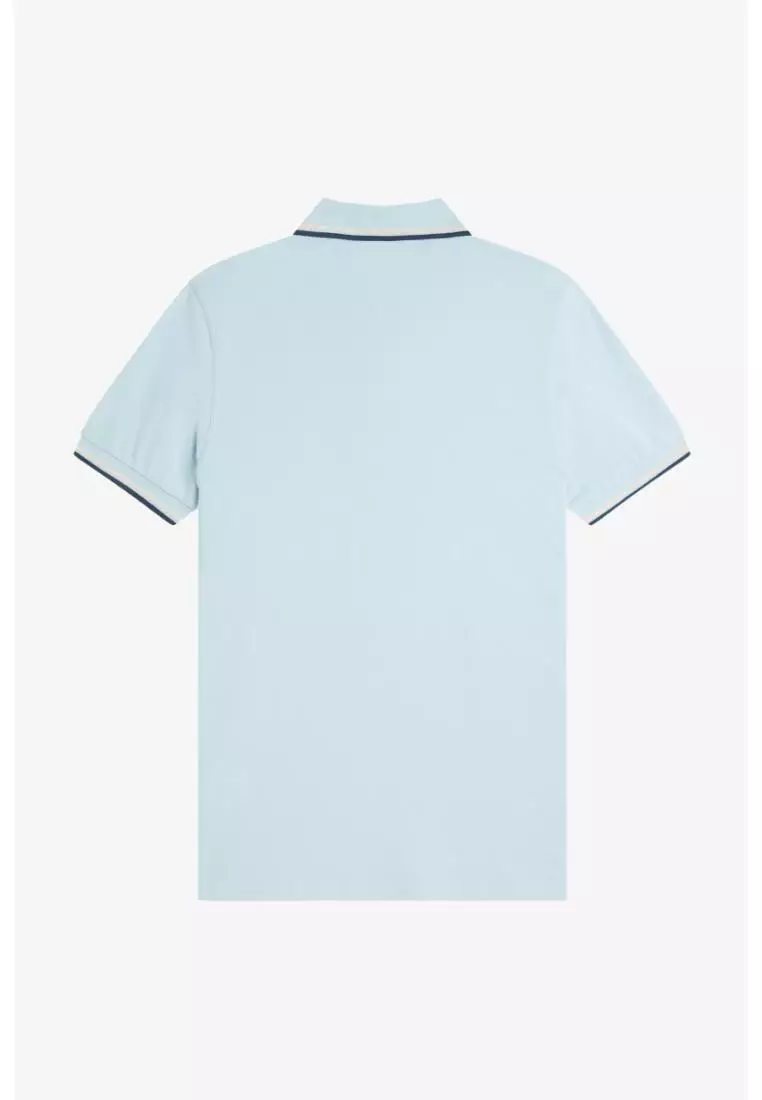 Fred Perry M3600 Twin Tipped Fred Perry Shirt (Light Ice / Silky Peach / Tennis Blue)