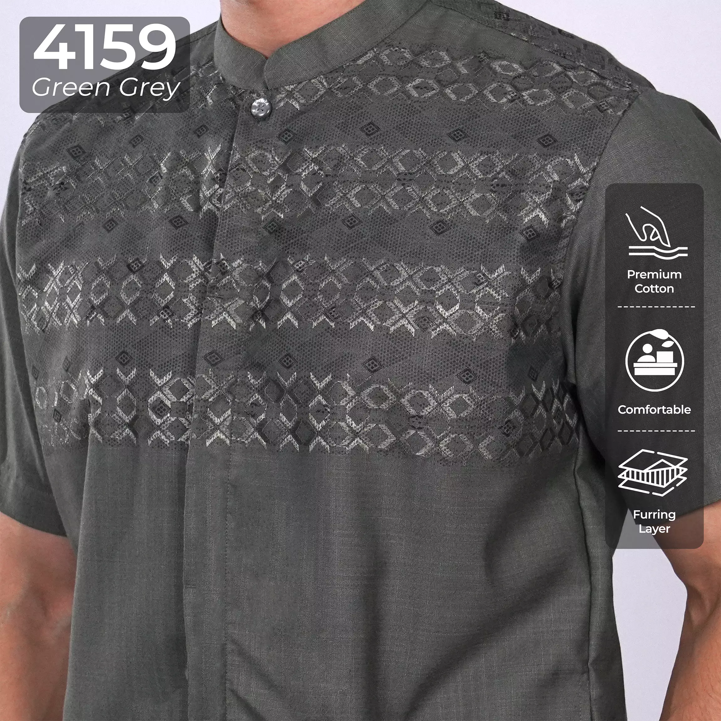 Casella Baju Koko Pria Lengan Panjang Premium Edisi Koko Sultan 4159 Green Grey