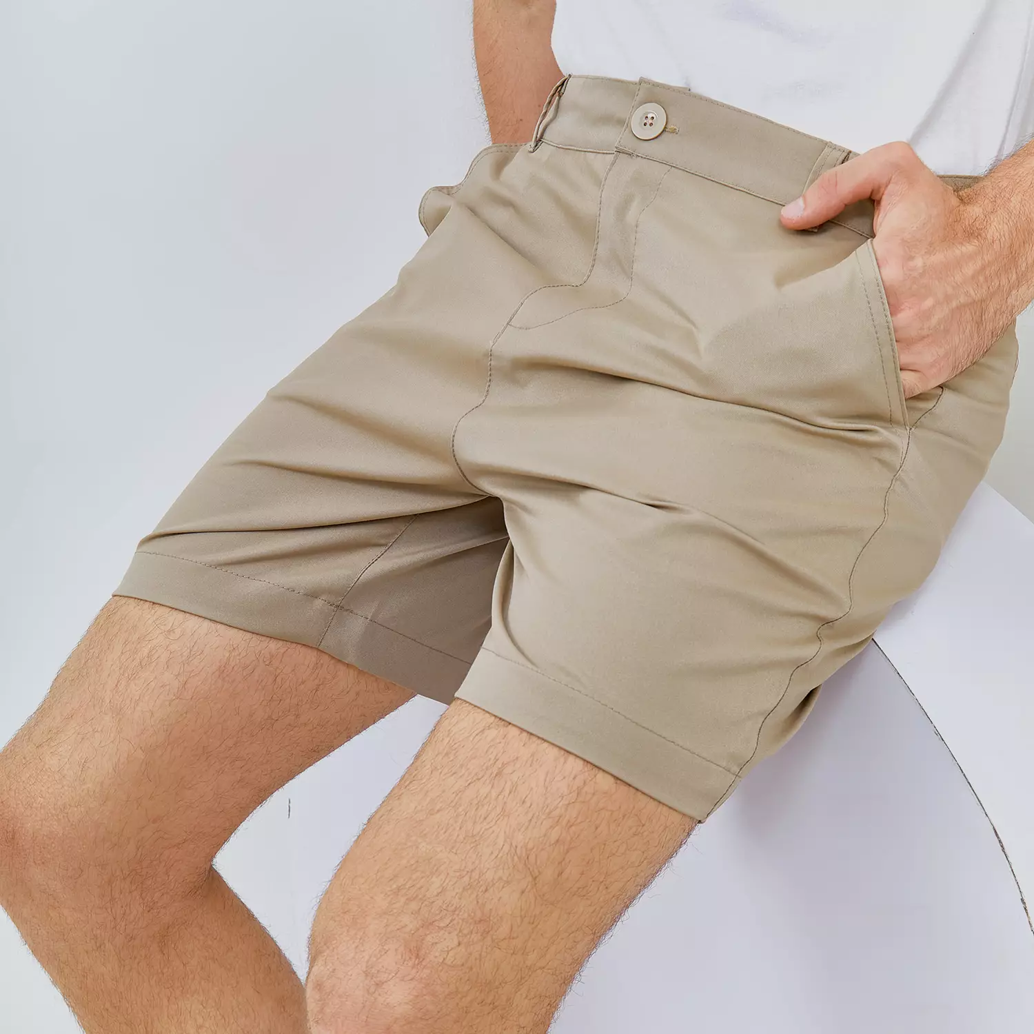 Paulmay Celana Chino Pria Pendek Reguler Fit - Brown