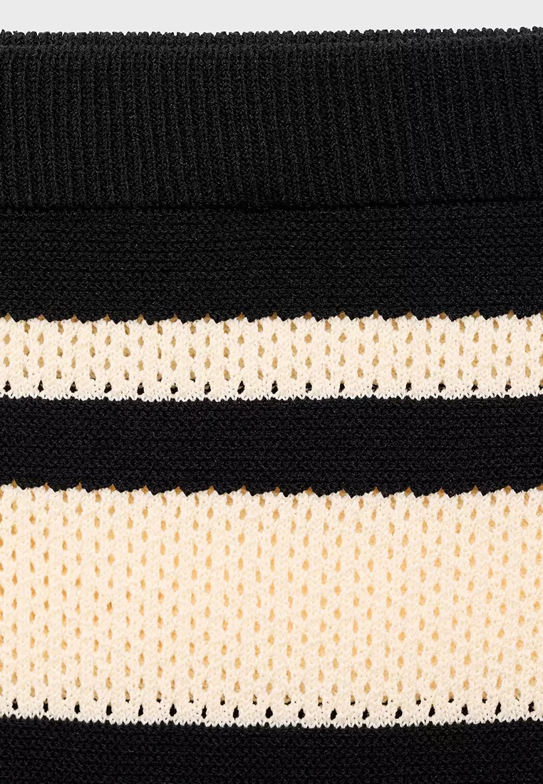 Knitted Midi Skirt with Stripes