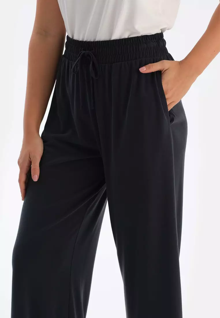 Black Trousers, Regular, Long Leg, Loungewear for Women