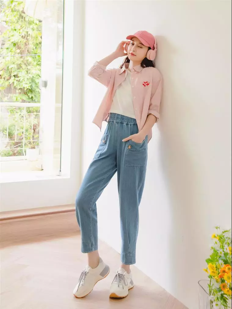 Buy Women's & Girls' High Waist Korean Baggy Pants Skin at