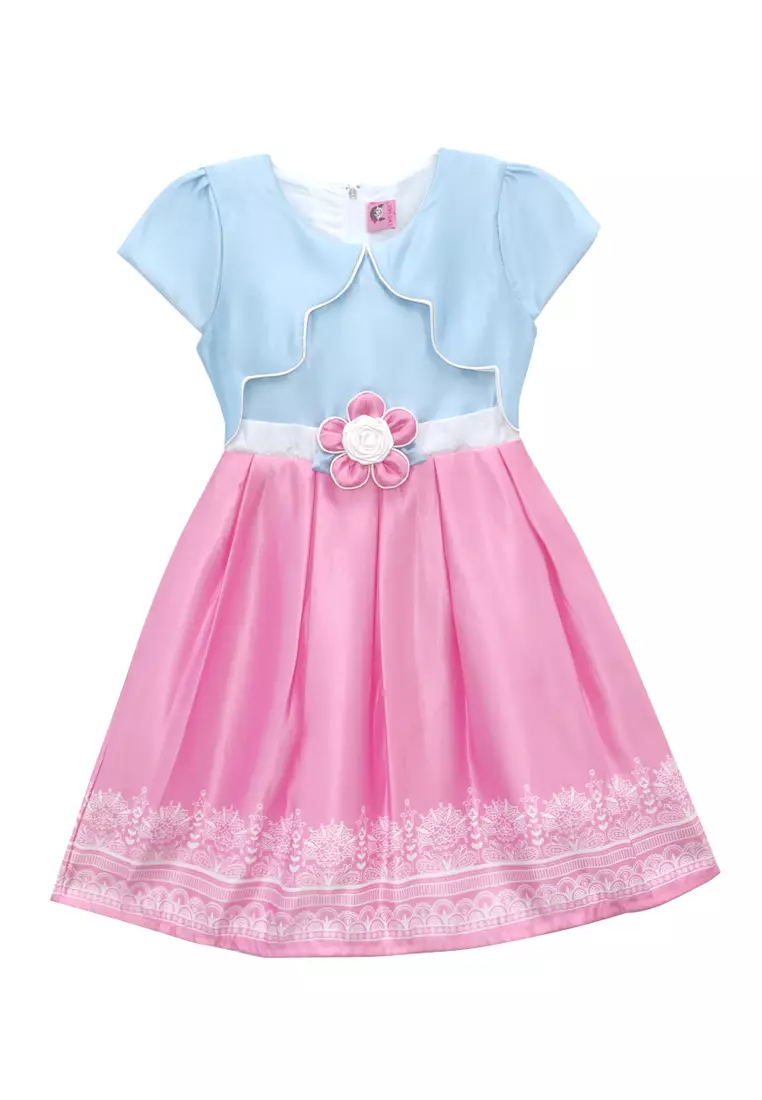 Two Mix Baju Anak Perempuan - Dress Anak Fashion Bahan Satin Usia 1-12 Tahun 4273