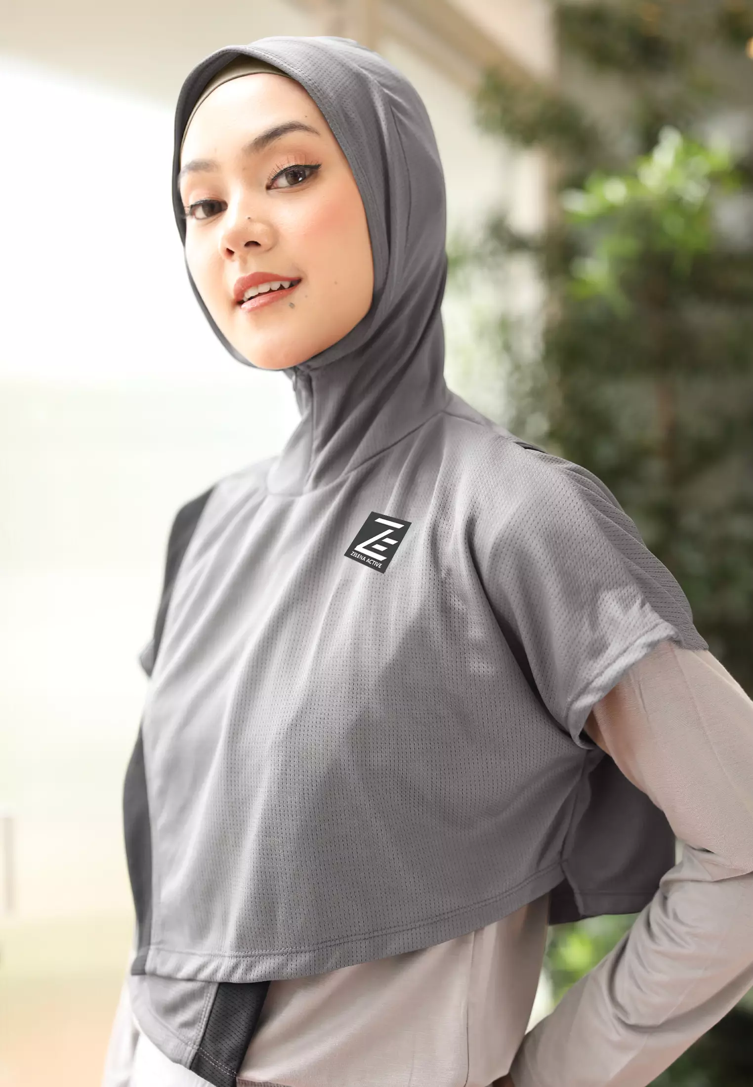 Zelena - Iona Vest Hijab | Rompi Hijab Olahraga Wanita Tenis Padel - Lava Grey