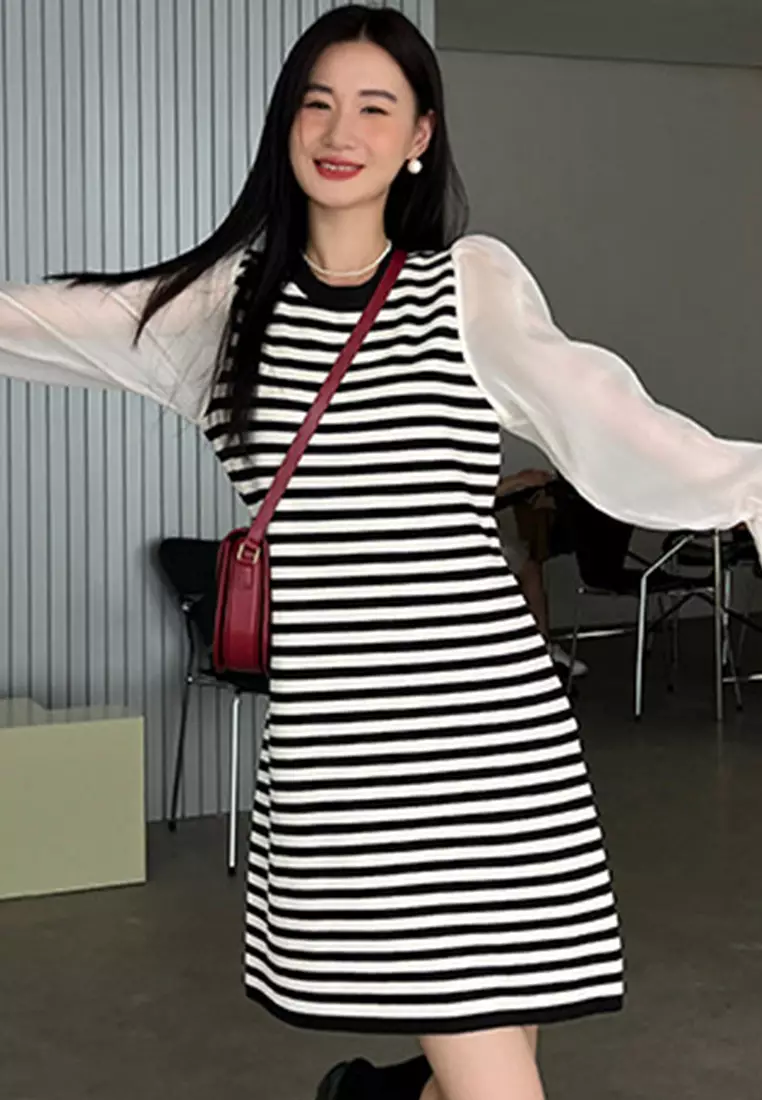 Buy Sunnydaysweety New Casual Striped Knit Loose One-Piece Dress A22090716  Online | ZALORA Malaysia