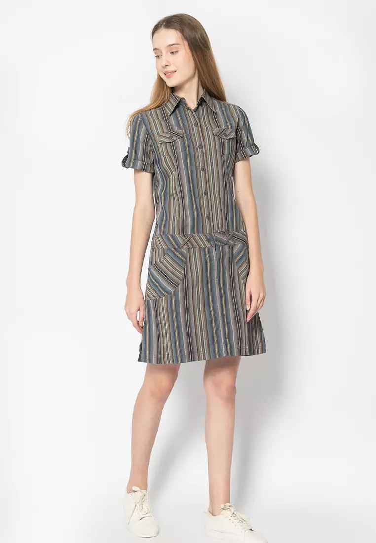 LGS - Regular Fit - Kemeja Wanita - Grey - Motif - LLSH.380.SL824.023