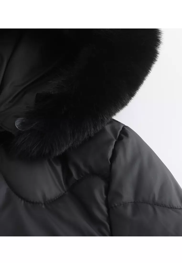 Detachable Faux Fur Collar Hooded Coat AD82303