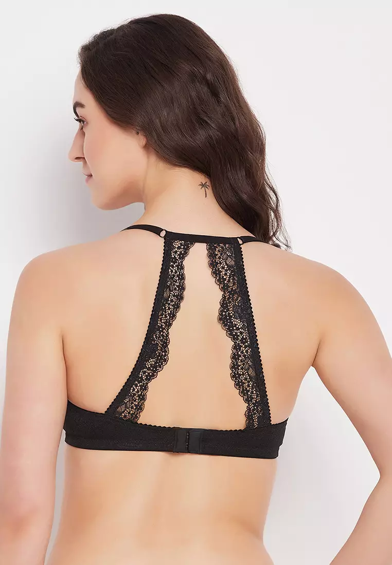 Padded Underwired Full Cup Racerback T-shirt Bra in Black - Cotton Rich
