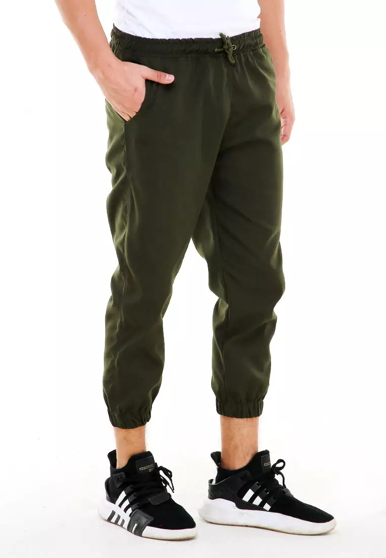 Locko Celana Panjang Sirwal Pria Simple Plain Casual Long Pants Material Baby Canvas ORIGINAL - Army Green