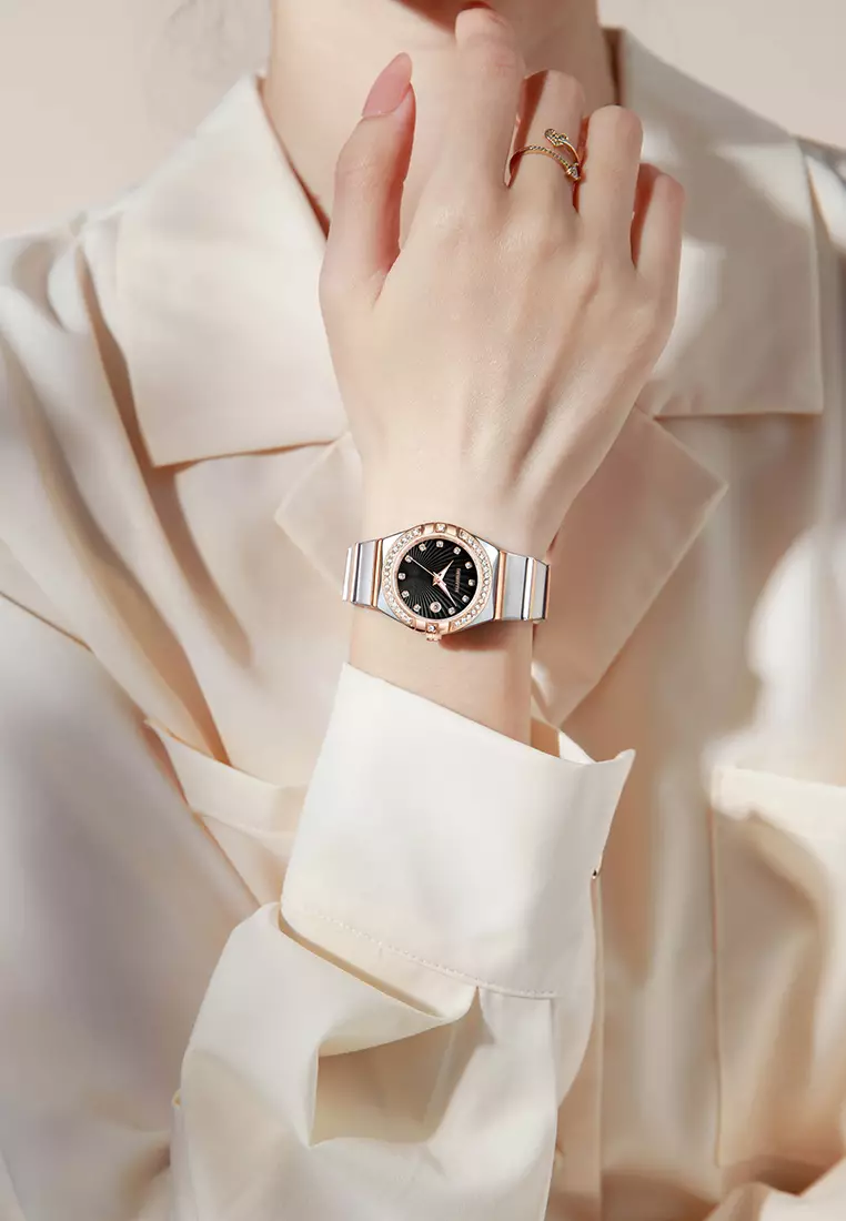 Jam Tangan Wanita Original Gaya Korea Anti Air Anggun Bercahaya Jam Tangan Cewek roseblack