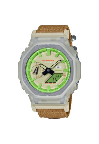 G-SHOCK white and green and brown CASIO G-SHOCK x HUF Limited Edition GA-2100HUF-5A F2F4EAC54A127DGS_1