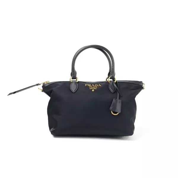 Tas PRADA RE-NYLON SAFFIANO GHW BLACK TOTE BAG WITH LS 100% ORIGINAL
