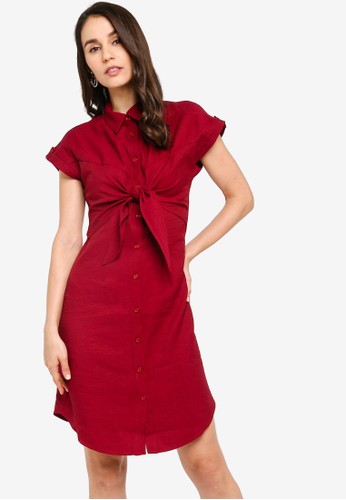 Jual Zalora Front Bow Tie Shirt Dress Original Zalora Indonesia