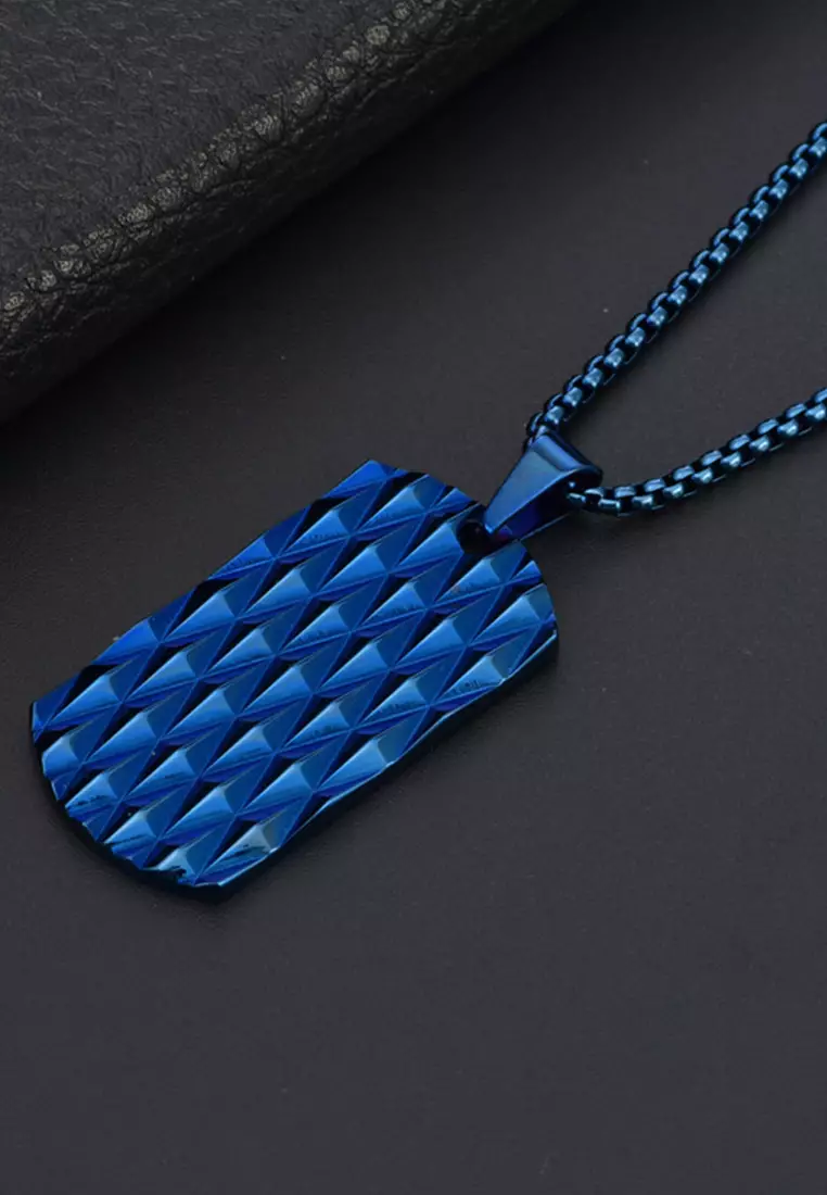 Buy HAPPY FRIDAYS Titanium Steel Knurling Army Dog Tag Necklace JW
