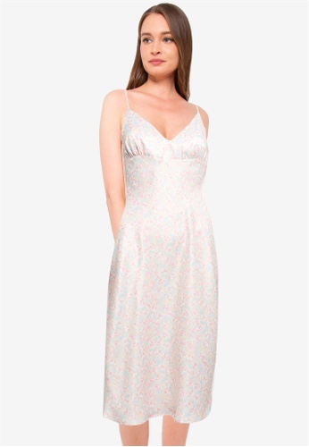 Buy Miss Selfridge Pink Watercolor Satin Midi Dress Online Zalora Malaysia Blue multi floral pale short casual dress size 6 (s). pink watercolor satin midi dress