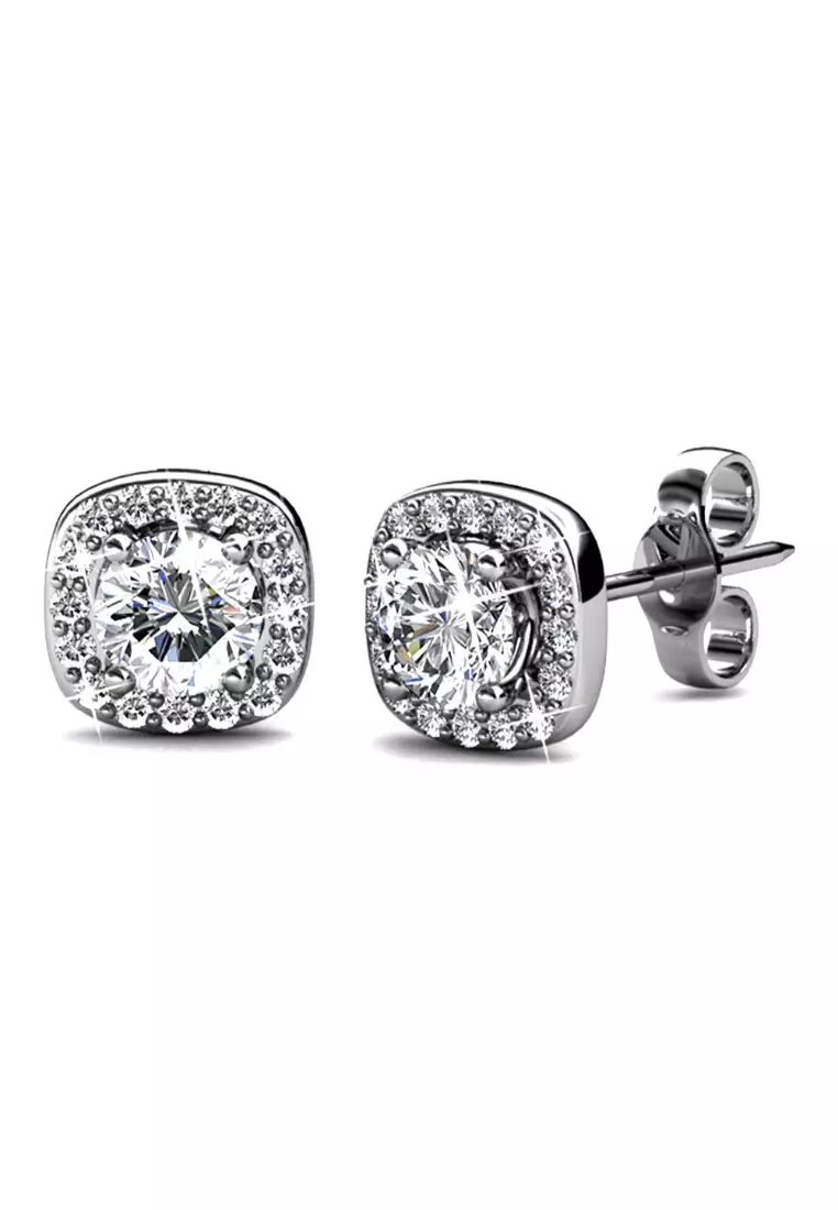 KRYSTAL COUTURE Lux Studs Embellished with SWAROVSKI® crystals-White Gold/Clear