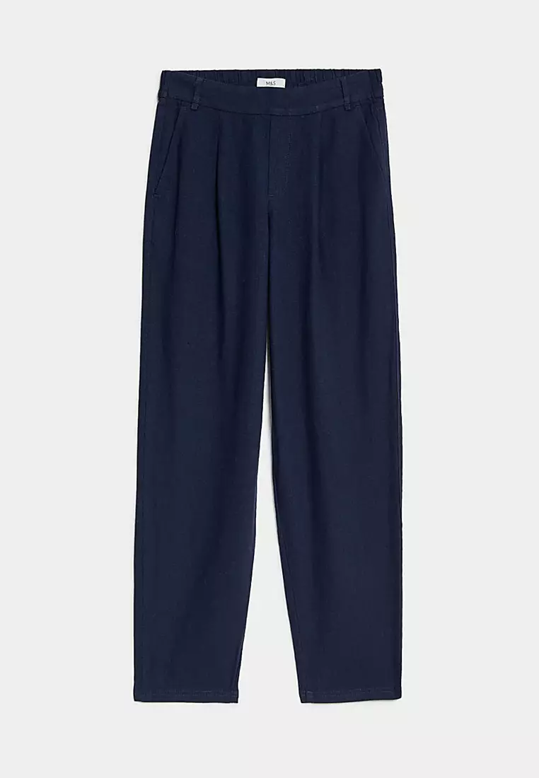Linen Rich Tapered Trousers