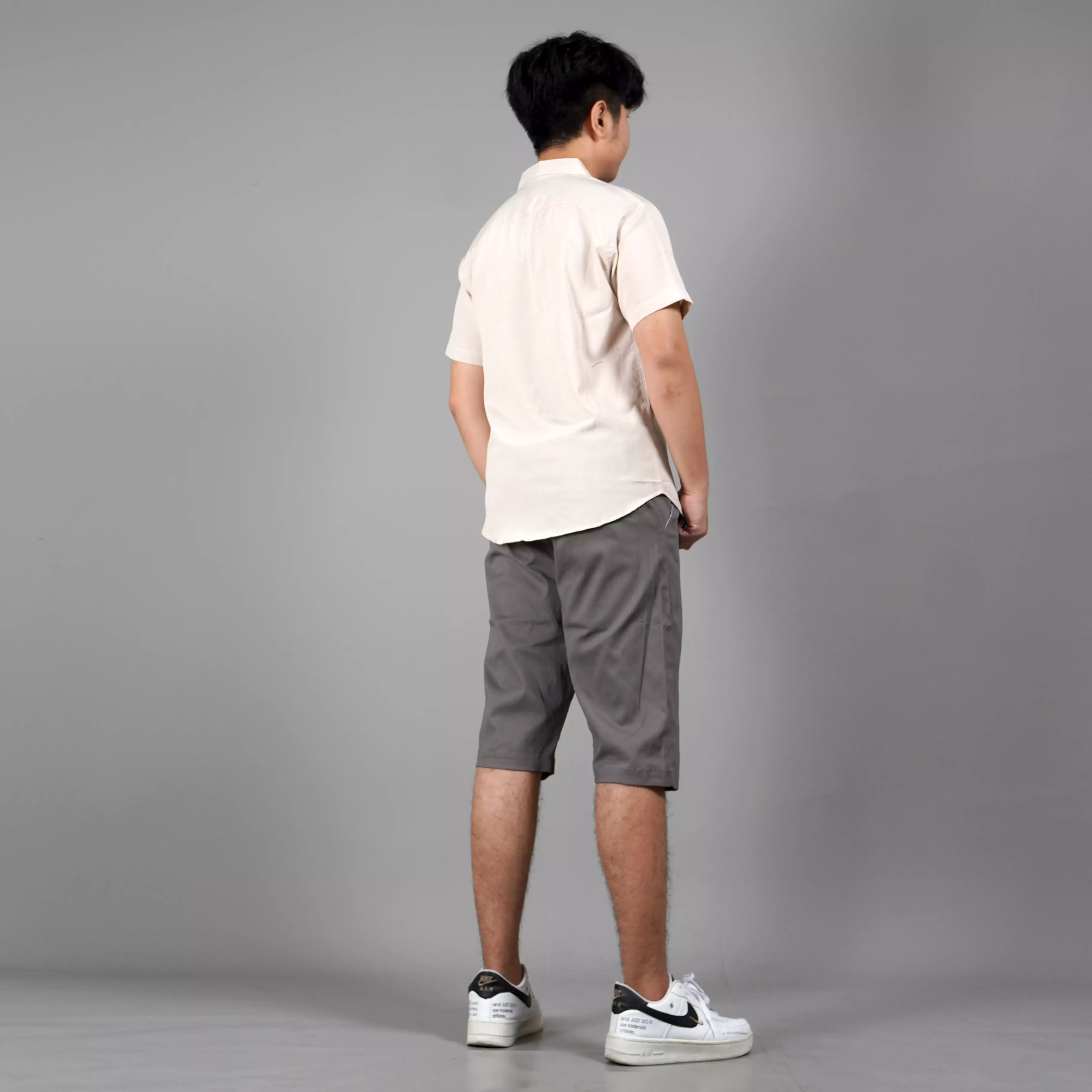 CALEB Work Shirt Casual Shirt Kemeja Pria Lengan Pendek - BEIGE