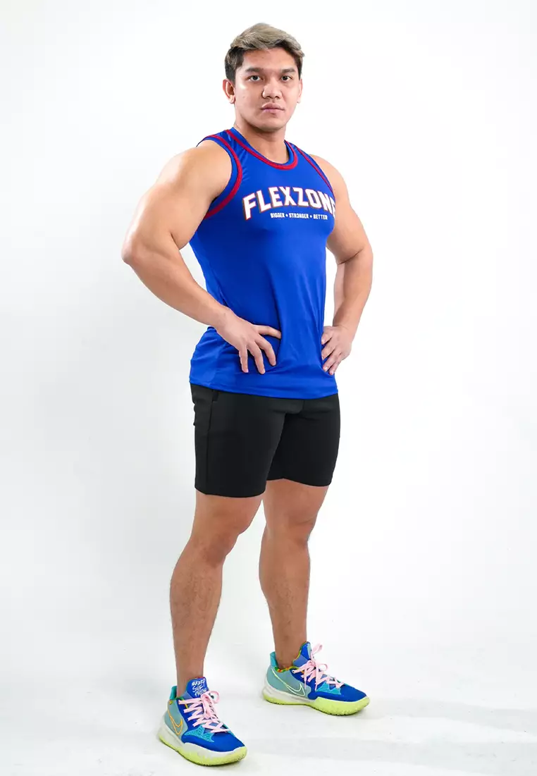 Sports Tanktop Quickdry Bigger Stronger Better series Blue
