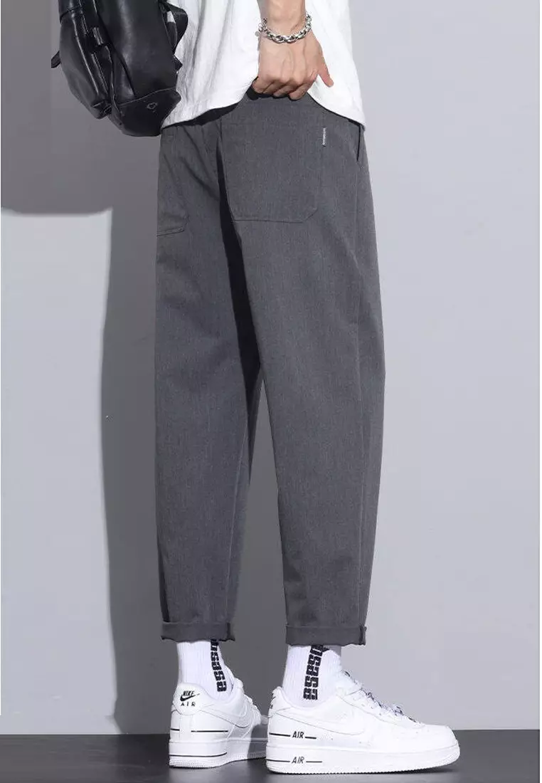 彈性腰圍修身西褲