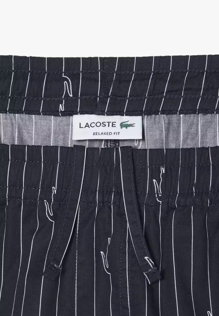 Crocodile Print Stripe Cotton Shorts