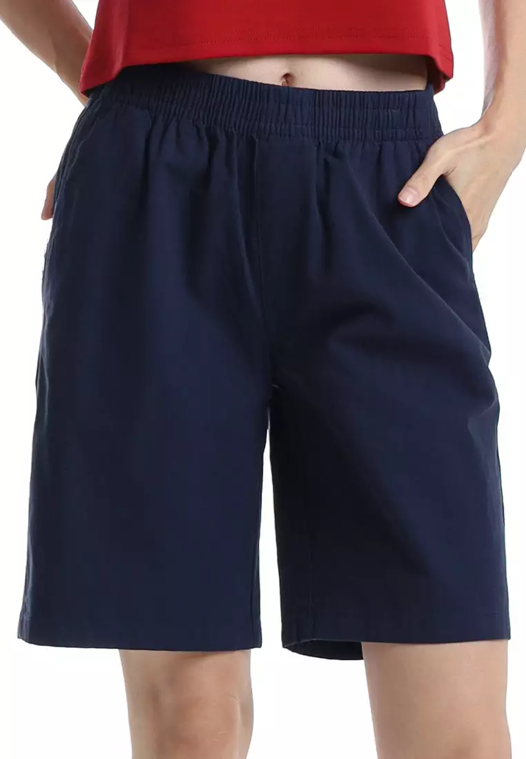 Ladies Elastic Waist Bermuda Shorts - 865116-33Navy