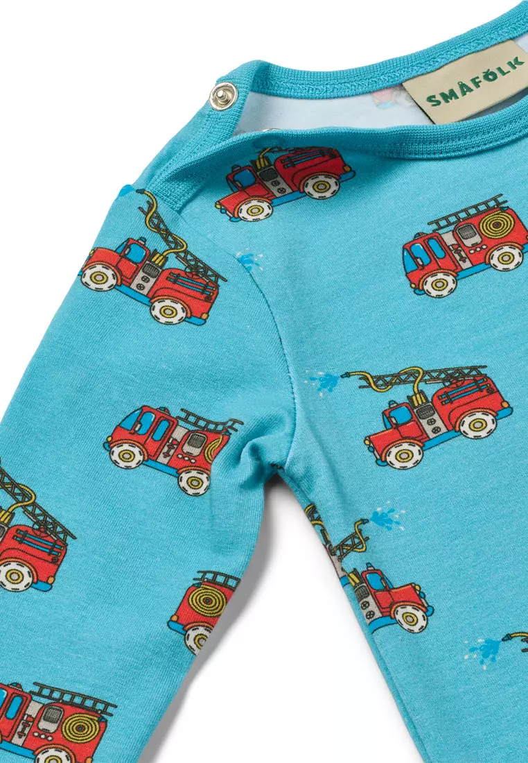 Elstar long-sleeved baby suit with fire truck