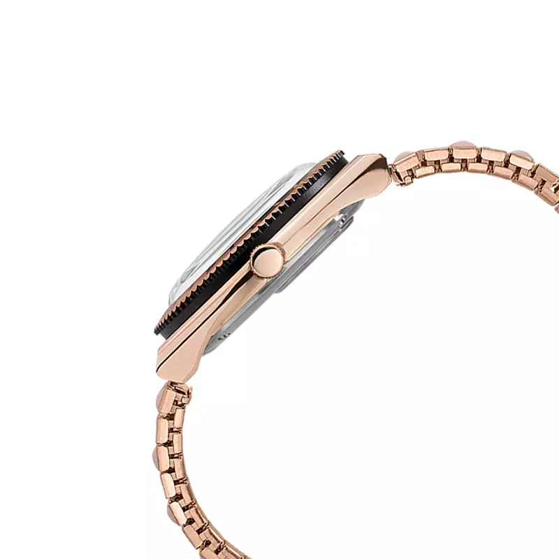 Jam Tangan Wanita Timex Q TW2U81400 Black Dial Rose Gold Stainless Steel Expansion Strap