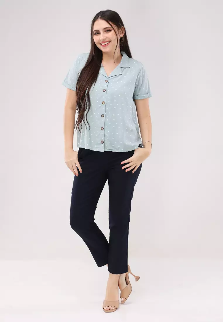 Woven Printed Rayon Short Sleeves Blouse