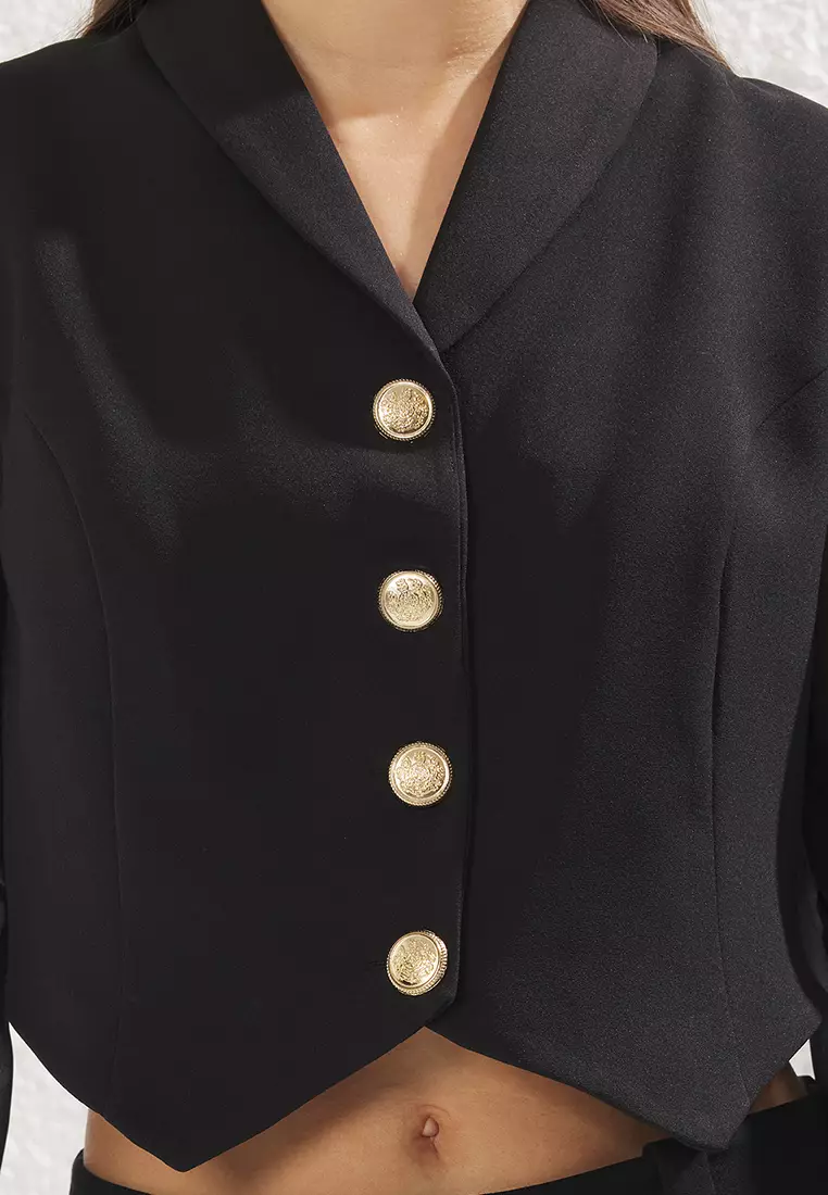 Transparent Sleeves Crop Jacket